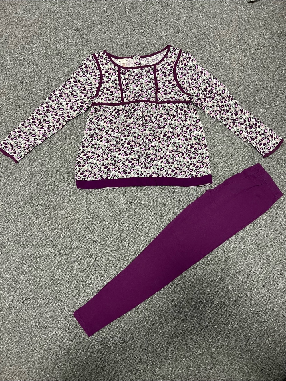 Monsoon Girls' Purple Long-Sleeve Top and leggings Matching Set